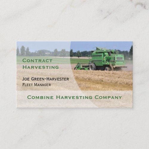 Green combine harvester business card