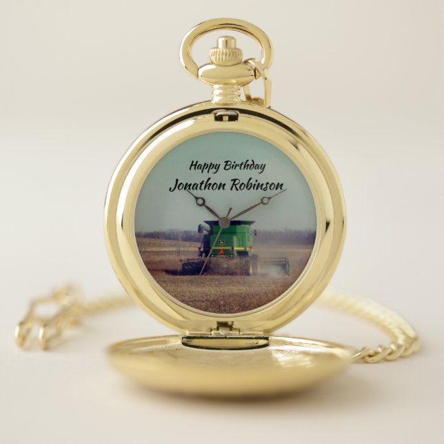 Green Combine on Field Pocket Watch (Inside)