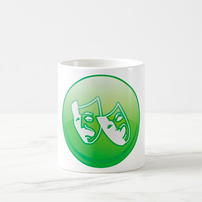 Green Comedy and Tragedy Drama Masks Coffee Mug (Creator Uploaded)