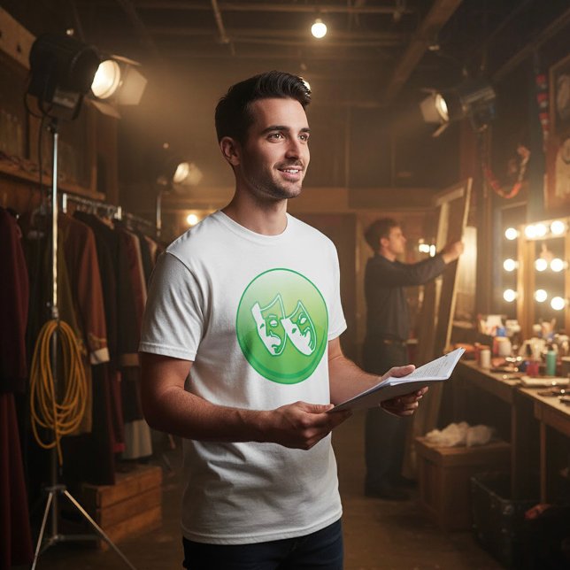 Green Comedy and Tragedy Drama Masks T-Shirt (Creator Uploaded)