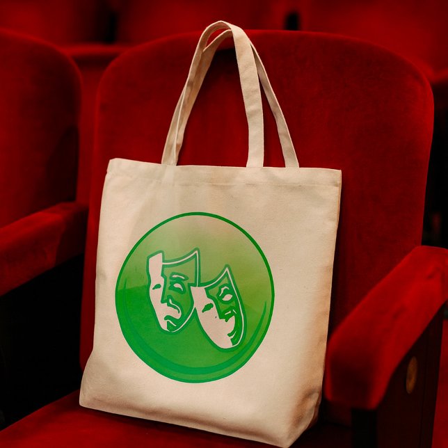 Green Comedy and Tragedy Drama Masks Tote Bag (Creator Uploaded)
