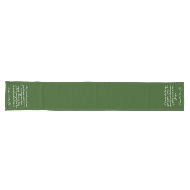 Green Communion Table Runner Luke 22:19-20 KJV (Horizontal)