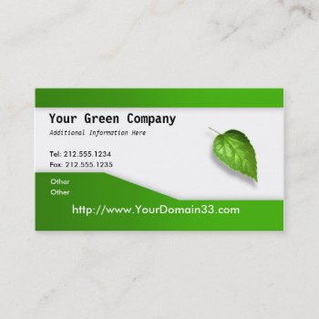 Green Company Editable Business Card by BigCity212 at Zazzle