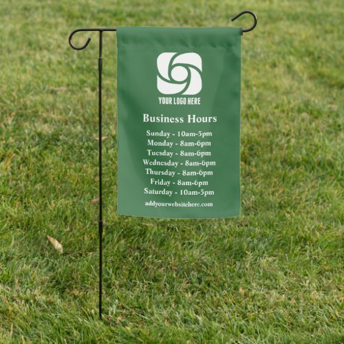 Green Company Logo Custom Business Hours Garden Flag