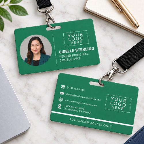 Green Company Photo ID Logo Name Tag Custom Badge