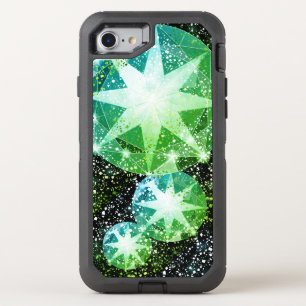 Green Compass Gemstone Rhinestone Gold Sparkle OtterBox Defender iPhone SE/8/7 Case