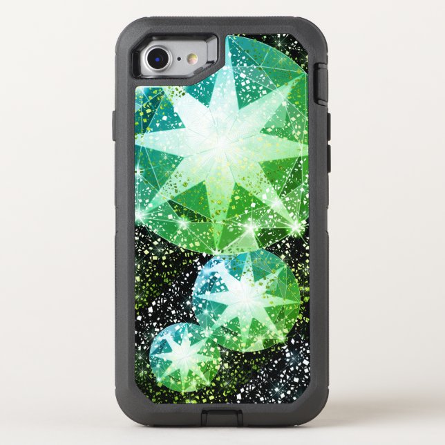 Green Compass Gemstone Rhinestone Gold Sparkle Otterbox iPhone Case (Back)