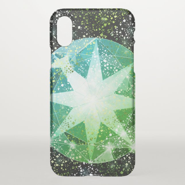 Green Compass Gemstone Rhinestone Gold Sparkle Uncommon iPhone Case (Back)