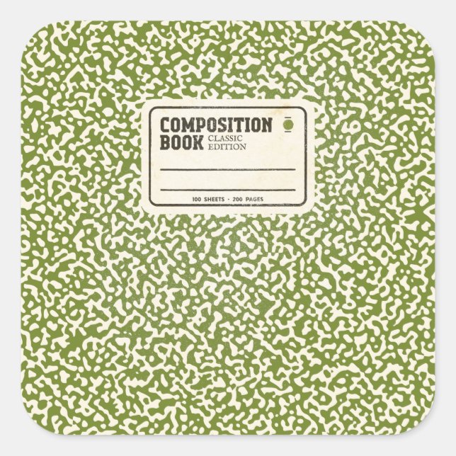 Green Composition Notebook with Label (Front)