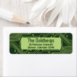 Green Computer Circuit Board Bar Mitzvah Address Label<br><div class="desc">Green computer circuit board Bar Mitzvah return address mailing labels. This non-traditional computer motherboard or electronics inspired design features circuitry as you'd see on an electronic circuit board and futuristic digital computer fonts. The colors are various shades of green from a light lime green to a deep forest green. This...</div>