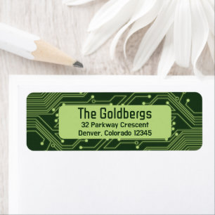 Green Computer Circuit Board Bar Mitzvah Address Label