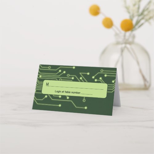 Green Computer Circuit Board Bar Mitzvah Place Card