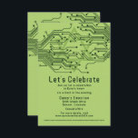Green Computer Circuit Board Bar Mitzvah Reception Enclosure Card<br><div class="desc">Green computer circuit board Bar Mitzvah reception and website enclosure card. This one reverses the colors of the invitation for a fun mix and match look. This non-traditional computer motherboard or electronics inspired design features a subtle Jewish Star of David along with circuitry as you'd see on an electronic circuit...</div>