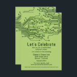 Green Computer Circuit Board Bar Mitzvah Reception Enclosure Card<br><div class="desc">Green computer circuit board Bar Mitzvah reception and website enclosure card. This one reverses the colors of the invitation for a fun mix and match look. This non-traditional computer motherboard or electronics inspired design features a subtle Jewish Star of David along with circuitry as you'd see on an electronic circuit...</div>