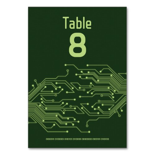 Green Computer Circuit Board Bar Mitzvah Table Number