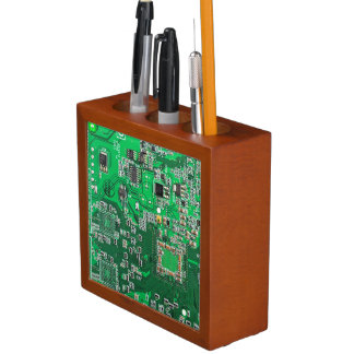 Green Computer Geek Circuit Board Pencil Holder