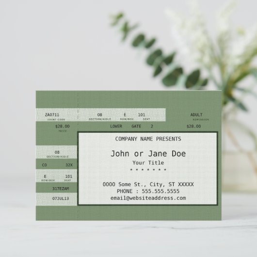 green concert ticket (Standing Front)