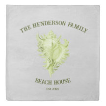 Green Conch Shell Duvet Cover
