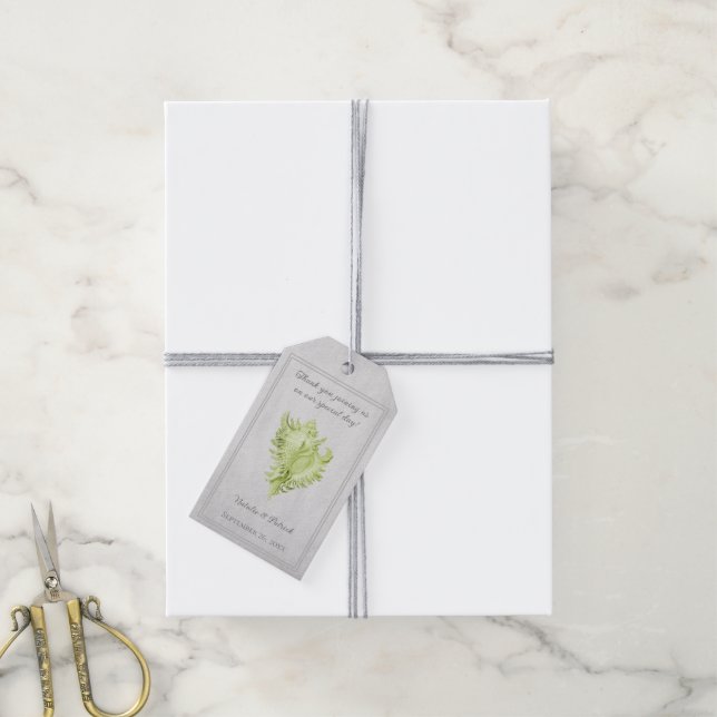 Green Conch Shell Wedding Gift Tags (With Twine)