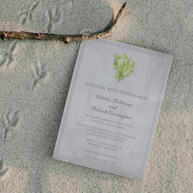 Green Conch Shell Wedding Invitation (Green Conch Shell Wedding Invitation)