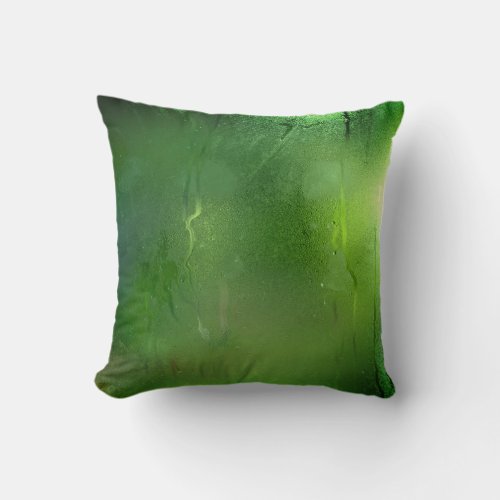 Green condensation glass mist _ water drop Texture Throw Pillow