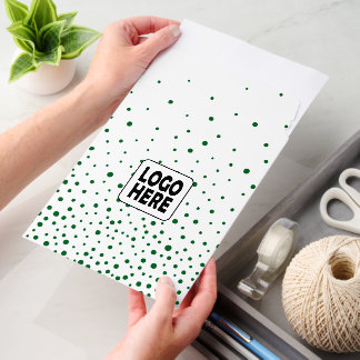 Green confetti and custom logo business envelope mailers