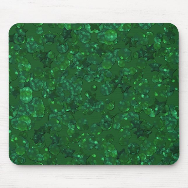 Green, confetti, glitter mouse pad (Front)