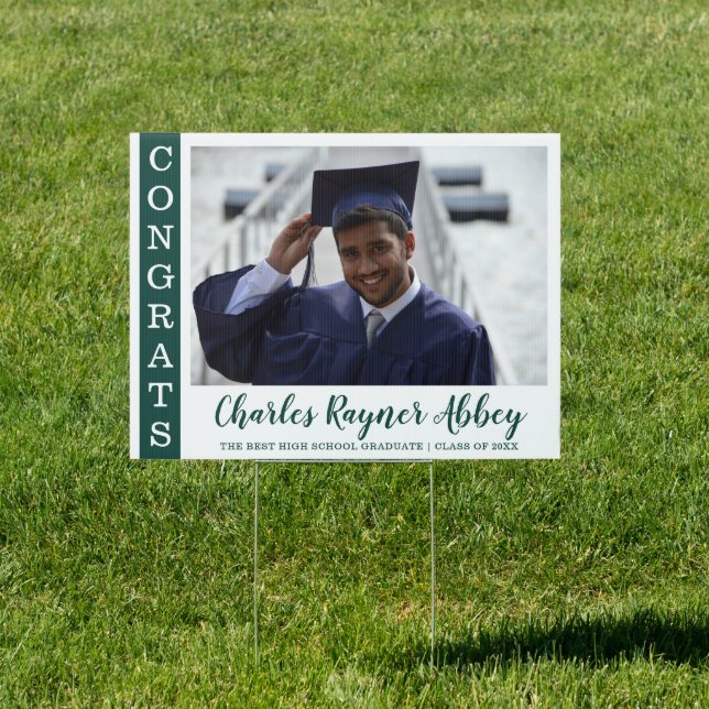 Green Congrats Grad 2025  Photo Graduation  Sign (Insitu)