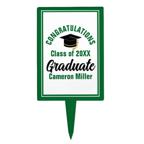 Green Congratulations Graduate Custom 2024 Party Cake Topper