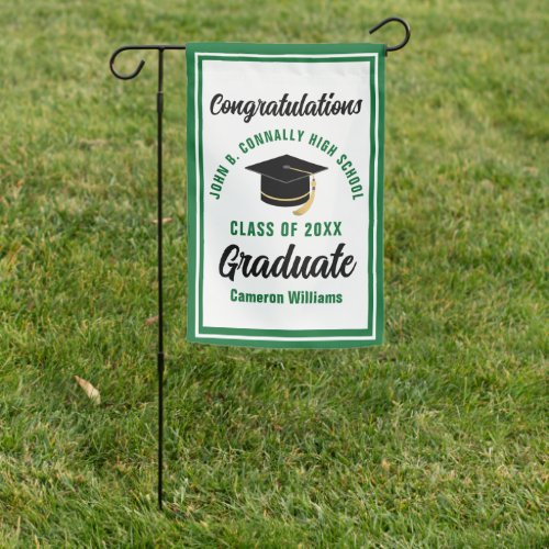 Green Congratulations Graduate Custom Graduation Garden Flag