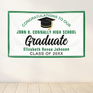 Green Congratulations Graduate Customized Party Banner