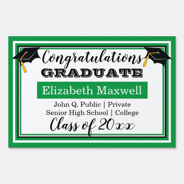 Green Congratulations Graduate Graduation Photo Sign (Front)