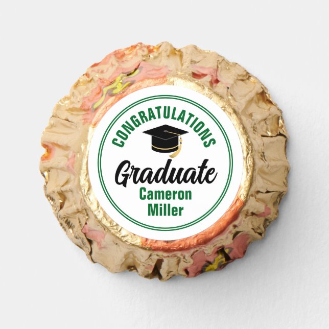 Green Congratulations Graduate Personalized Party Reese's Peanut Butter Cups (Front)