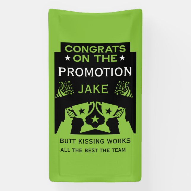 Green Congratulations On The Job Promotion Banner (Vertical)