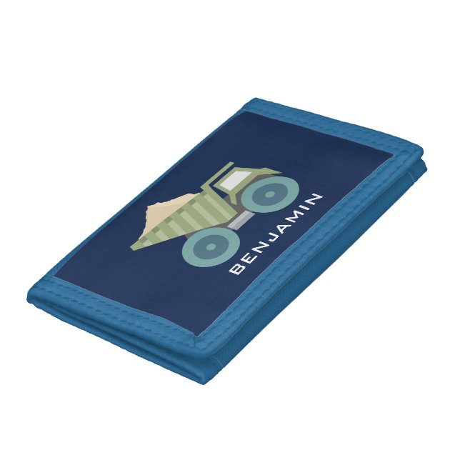 Green Construction Truck Kids Tri-fold Wallet (Bottom)