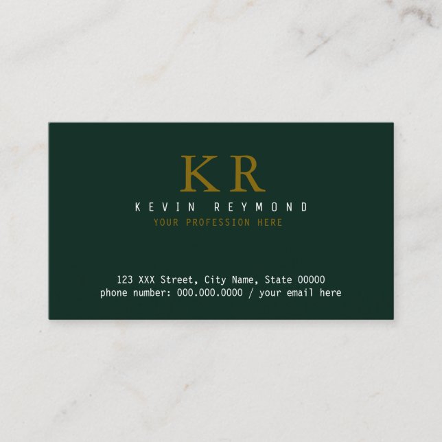 Green Contact Card printed on the front side only (Front)