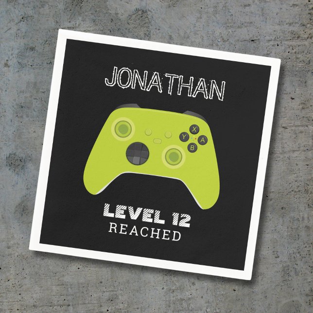 GREEN CONTROLLER GAMER LEVEL UP FAVOR BAG NAPKINS (Creator Uploaded)
