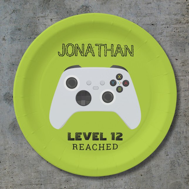 GREEN CONTROLLER GAMER LEVEL UP FAVOR BAG PAPER PLATES (Creator Uploaded)