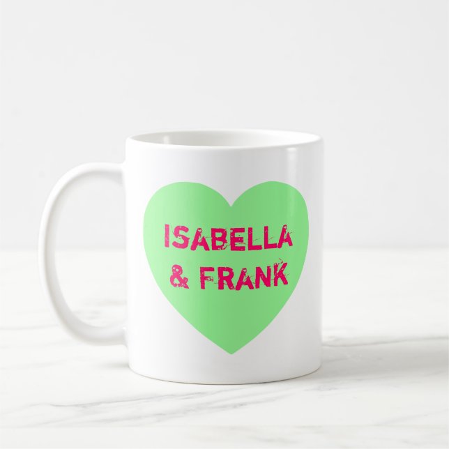 Green Conversation Heart Coffee Mug (Left)