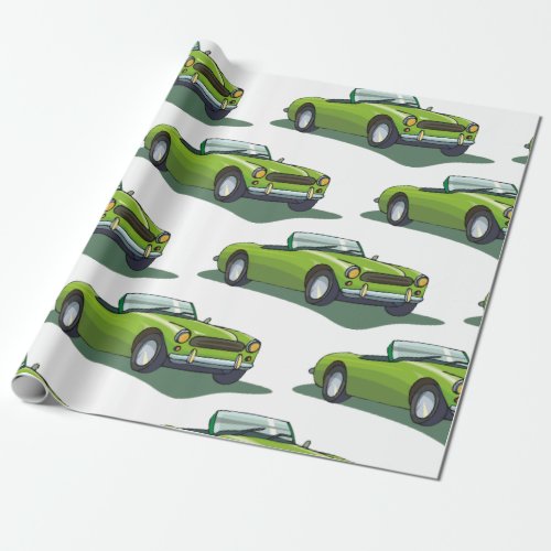 Green Convertible Car Wrapping Paper