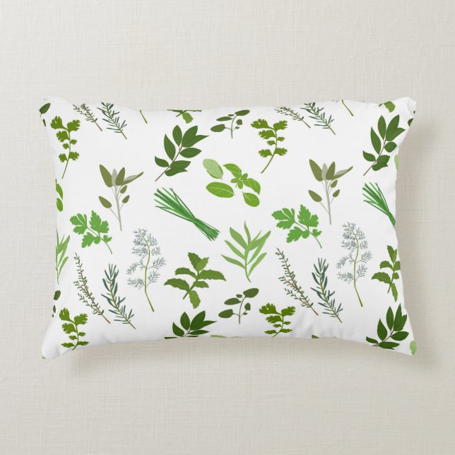 Green Cooking Culinary Garden Herbs  Accent Pillow (Front)