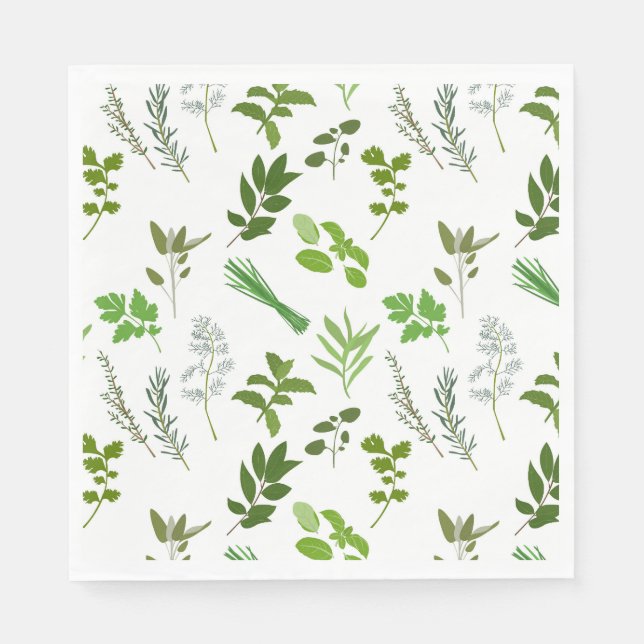 Green Cooking Culinary Garden Herbs  Napkins (Front)