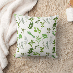 Green Cooking Culinary Garden Herbs  Throw Pillow