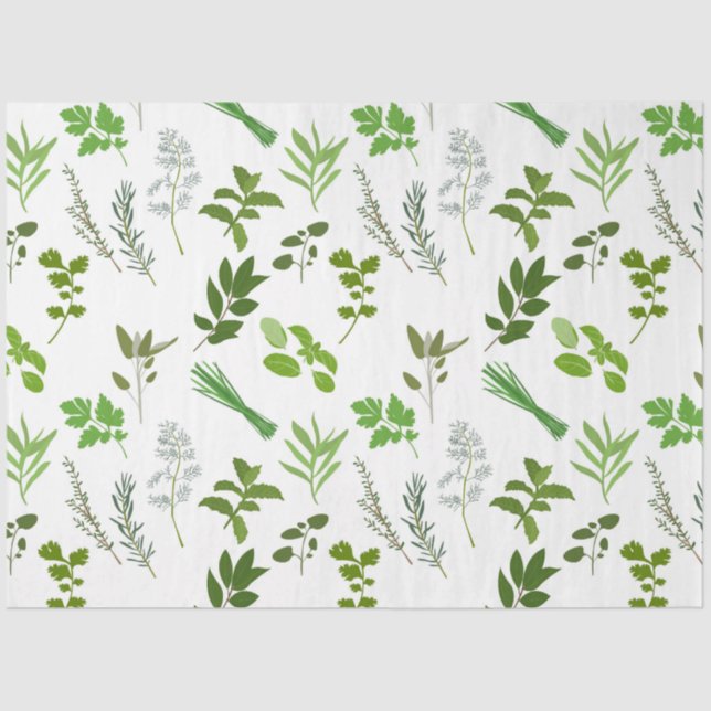 Green Cooking Culinary Garden Herbs  Tissue Paper (Front)