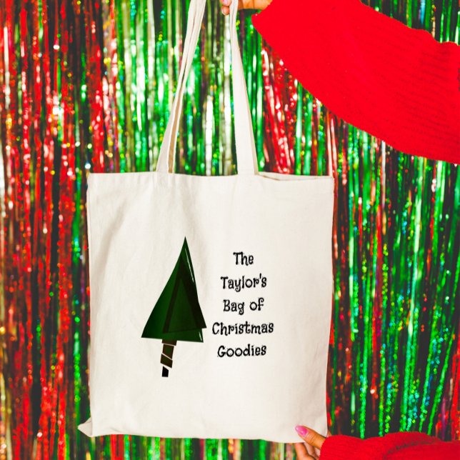 Green Cool Geometric Shapes Christmas Tree Large Tote Bag (Creator Uploaded)
