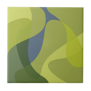 Green, cool, trendy, modern wavy organic shapes ceramic tile