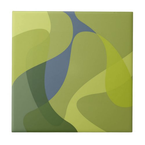 Green cool trendy modern wavy organic shapes ceramic tile