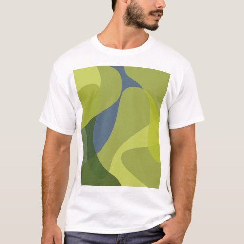 Green cool trendy modern wavy organic shapes T_Shirt