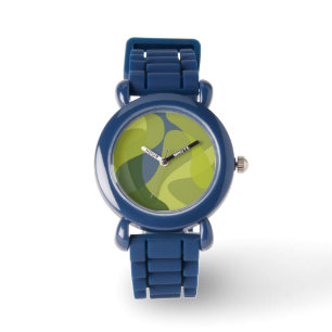 Green, cool, trendy, modern wavy organic shapes watch