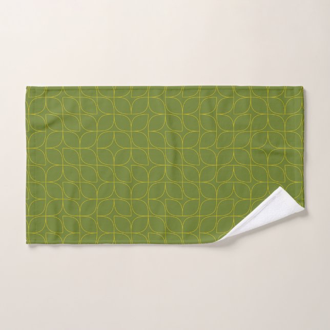 Green, cool, trendy, playful leaf abstraction hand towel  (Hand Towel)